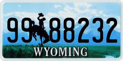 WY license plate 9988232