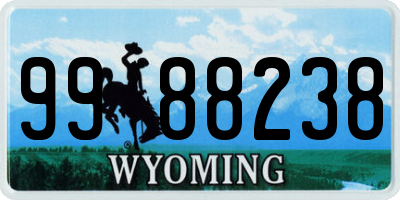 WY license plate 9988238