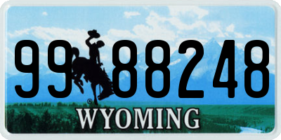 WY license plate 9988248