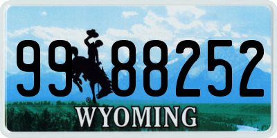 WY license plate 9988252