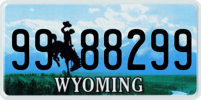 WY license plate 9988299