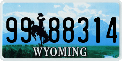 WY license plate 9988314