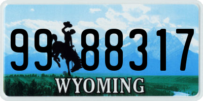 WY license plate 9988317