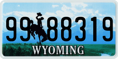 WY license plate 9988319