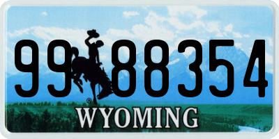 WY license plate 9988354