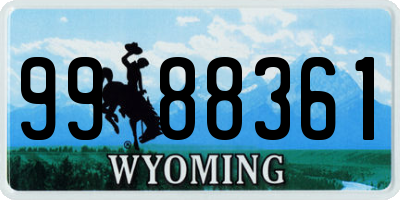 WY license plate 9988361