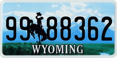 WY license plate 9988362