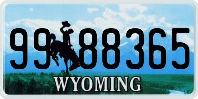 WY license plate 9988365