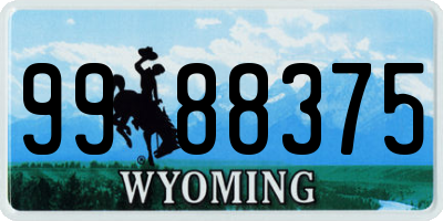 WY license plate 9988375
