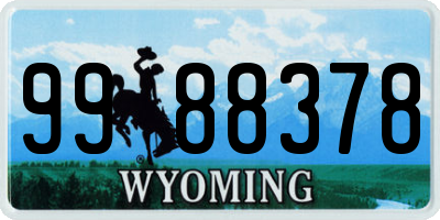 WY license plate 9988378