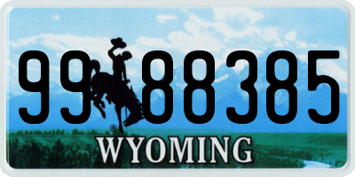 WY license plate 9988385