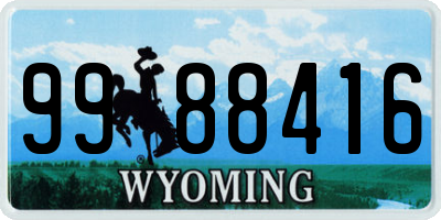 WY license plate 9988416