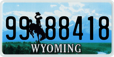 WY license plate 9988418