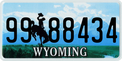 WY license plate 9988434