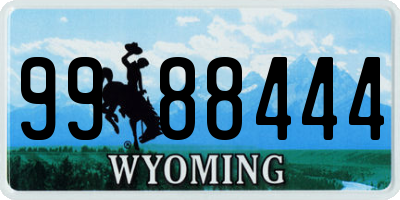 WY license plate 9988444