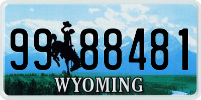 WY license plate 9988481
