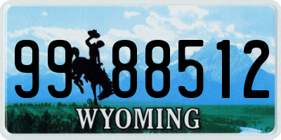 WY license plate 9988512