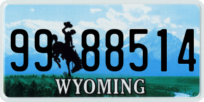 WY license plate 9988514