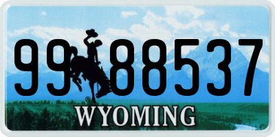 WY license plate 9988537
