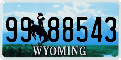 WY license plate 9988543