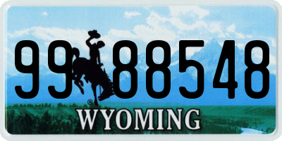 WY license plate 9988548