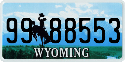 WY license plate 9988553