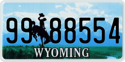 WY license plate 9988554