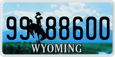 WY license plate 9988600