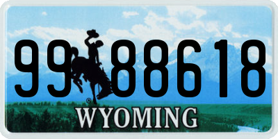 WY license plate 9988618