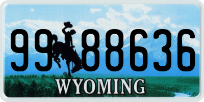WY license plate 9988636