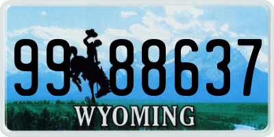 WY license plate 9988637