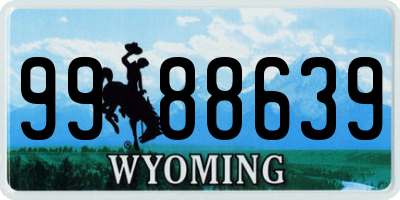 WY license plate 9988639