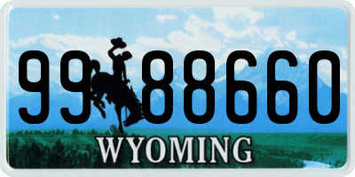 WY license plate 9988660