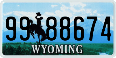 WY license plate 9988674