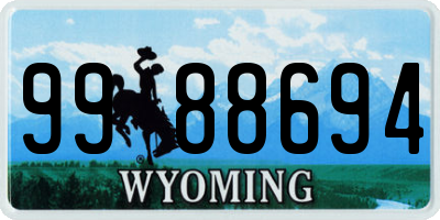 WY license plate 9988694