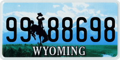WY license plate 9988698