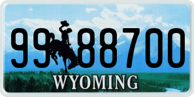WY license plate 9988700