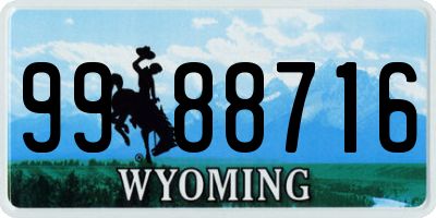 WY license plate 9988716