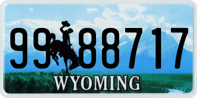 WY license plate 9988717