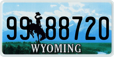 WY license plate 9988720