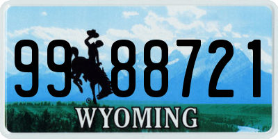 WY license plate 9988721