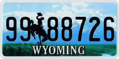 WY license plate 9988726