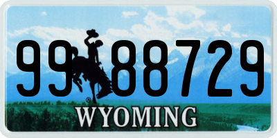 WY license plate 9988729