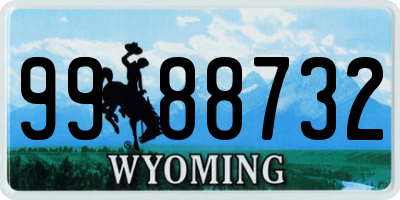 WY license plate 9988732