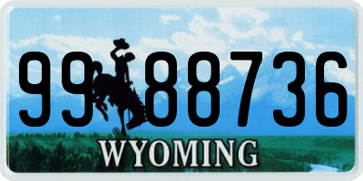 WY license plate 9988736