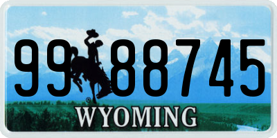 WY license plate 9988745