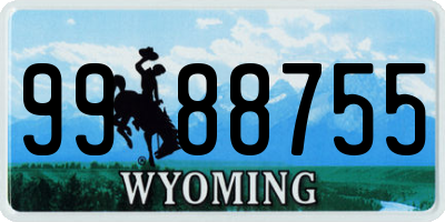 WY license plate 9988755