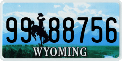WY license plate 9988756