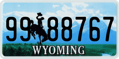 WY license plate 9988767