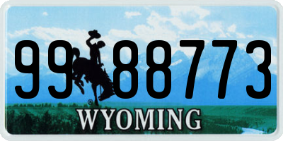 WY license plate 9988773